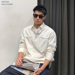 徐太浪春季长袖衬衫男日系复古休闲衬衣高级感潮牌痞帅寸衫外套潮