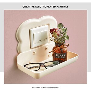 北欧风格墙上插座装饰框墙贴家用开关贴保护套可放手机充电置物架