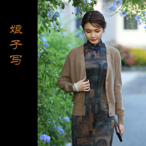 不候驼色*白领公寓娘子写夏季旗袍搭配真丝蚕丝羊毛宽松空调开衫