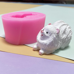 可爱立体博美狗狗石膏香薰蜡烛硅胶模具 慕斯蛋糕巧克力模具