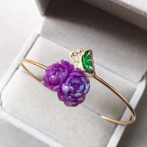 苏石记 舒俱来苏纪石牡丹花手镯18k金镶嵌20*15*9mm6.33g