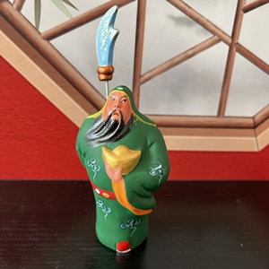 关羽武财神迷你桌面关公摆件 泥人张泥塑彩塑工艺品小关羽摆件