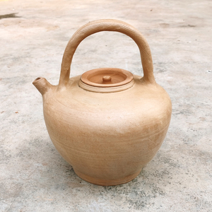 老式土茶壶家用大容量柴烧无釉粗陶茶壶手工泡茶壶提梁壶凉水壶夏