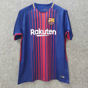 2017-18赛季巴萨主场球服复古版球衣10号梅西3号皮克足球队服套装
