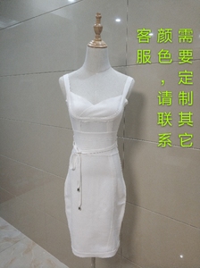 泰国新款甜美潮牌新品性感夜店装气质白色绷带V领修身露背连衣裙