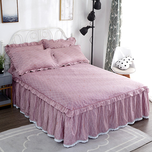 新款全棉床裙三件套纯棉床罩单件床单床盖防滑床单床裙式床笠床群