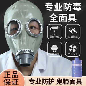 防毒面具全面罩喷漆化工生化一氧化碳头套全面防护防粉尘鬼脸罩