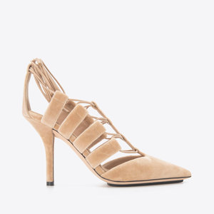 现货burberry博柏利夏季新品尖头细跟百搭透气女士高跟鞋浅口单鞋