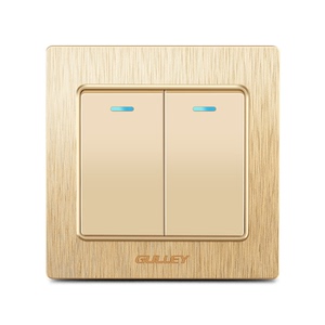 86暗装家用香槟金拉丝二位两开二开多控三控中途开关面板