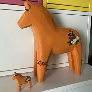 宜家达拉木马钥匙扣 迷你达拉木马挂件 可爱实木小马挂件背包挂件