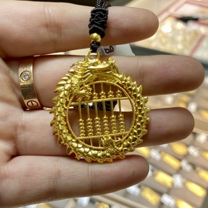 古法传承足金999中国风龙牌算盘吊坠 黄金算盘坠送绳当日金价计价