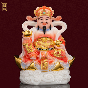 00鸿运阁工艺淘宝汉白玉财神爷神像店铺供奉招财摆件家用客厅文财神