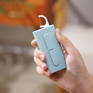 日本便携式牙线随身盒自动弹出牙签盒创意牙线棒收纳盒子剔牙线筒