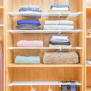 衣柜分层隔板柜子置物架橱柜伸缩分隔层架衣橱隔层收纳神器免打孔