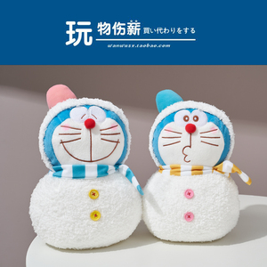 日本正品代购正版圣诞节雪人哆啦a梦叮当猫机器猫毛绒公仔玩偶