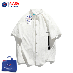 NFT NASA联名短袖衬衫男夏季棒球领小众设计衬衣美式潮牌潮流外套