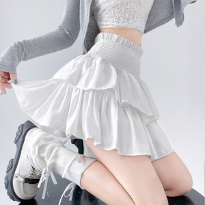 白色公主蓬蓬短裙女夏季2024新款A字裙芭蕾蛋糕裙高腰显瘦半身裙