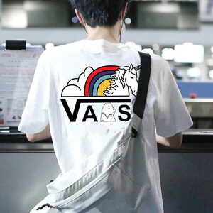 万斯官网vans夏季新款独角兽短袖t恤ins潮牌宽松男女情侣款彩虹马