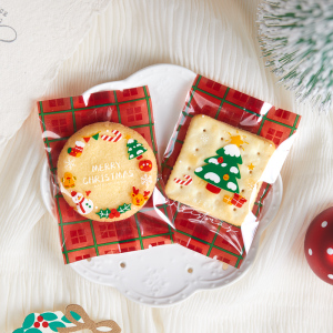 圣诞红色手工自制烘焙曲奇牛扎玛德琳糖霜饼干单独小包装袋机封