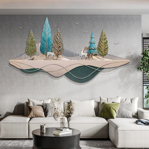 现代简约轻奢客厅装饰画沙发背景墙中国风3d立体创意铁艺金属挂画
