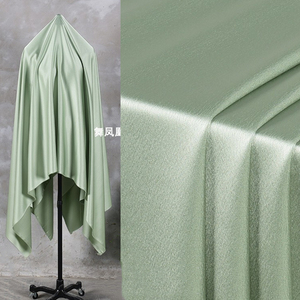 浅薄荷绿色光泽感双面醋酸缎面料细腻丝滑赛真丝绸缎裙子礼服布料