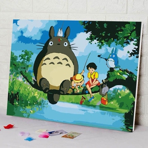 宫崎骏龙猫diy数字油彩画治愈动漫儿童卧室填充画涂色手绘装饰画