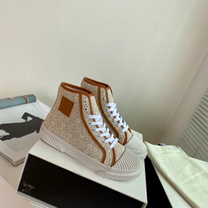 loewe/罗意威秋冬新款男女老花帆布高帮系带运动休闲鞋小白鞋女