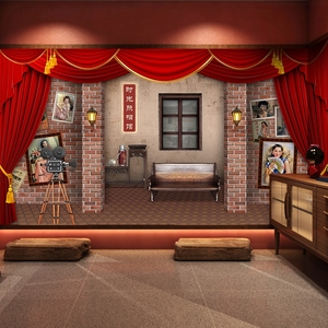 老上海民国风壁纸复古主题旗袍照相馆剧本杀壁画餐厅装修背景墙纸