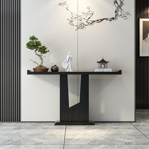 新中式玄关桌现代简约条案几靠墙入户端景台翘头禅意边柜实木艺术