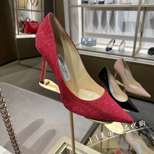 jj美国代购 jimmy choo 红色闪闪新年款高跟单鞋 abel ovgl