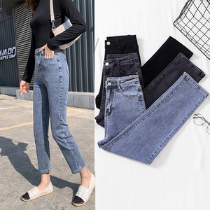 牛仔裤女直筒宽松2020春季流行新款高腰超火cec裤子女显瘦直筒裤
