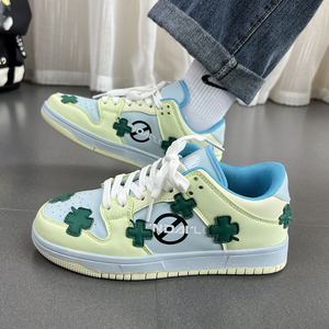 chic小众薄荷绿色四叶草板鞋子男女百搭ins潮厚底情侣运动休闲鞋