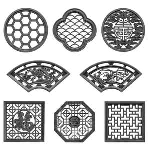 新中式古建筑梅兰竹菊扇形镂空砖雕仿古庭院围墙窗花挂件浮雕装饰