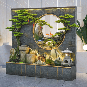 庭院假山流水幕墙屏风客厅装饰品摆件办公室玄关隔断循环水景喷泉