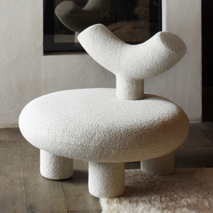 北欧单人沙发椅设计师创意懒人家用客厅阳台卧室休闲羊角布艺椅子