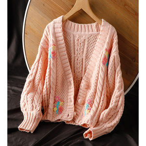 粗棒针毛衣开衫加厚女复古