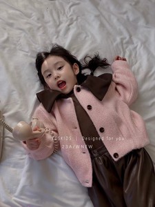 女童秋冬尼子娃娃领年款外套大衣时尚热销爆款