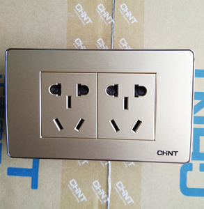 正泰118型墙壁开关插座 new5f幻银香槟金色 二位二插 二插座面板