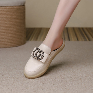 包头半拖鞋女外穿舒适软底夏季搭配裙子休闲平底一脚蹬半包单鞋子