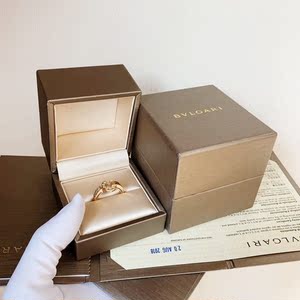 二手bvlgari 宝格丽 玫瑰金 半钻 圆形 扣子 戒指 附件盒子 证书