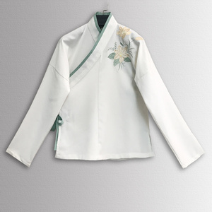 原创中国风刺绣日常拼色交领上襦改良汉服女春秋