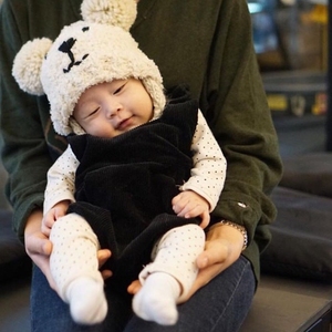 ins爆款 2020秋冬韩国婴儿童帽子 双球小熊护耳针织帽宝宝毛线帽