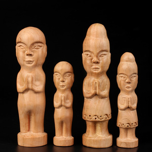 广缘德桃木人摆件男女款无漆木雕工艺品创意人偶宝宝饰品