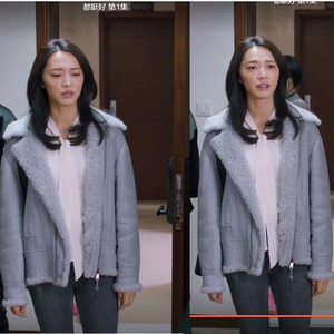 都挺好姚晨苏明玉明星同款毛绒短外套羊羔毛颗粒绒矮小个子大衣女