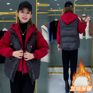 反季羽绒棉服女士短款2023年新款韩版修身假两件加绒加厚冬季外套