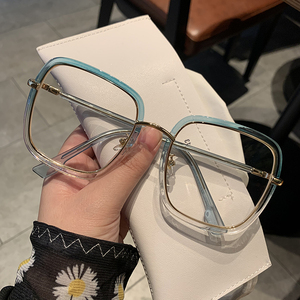 韩版大框方形显瘦平光镜复古近视眼睛配度数网红女素颜防蓝光眼镜