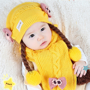 创意儿童女宝宝假发辫子帽子发饰粉色2岁冬装婴儿帽粉红色搞笑 - 阿里