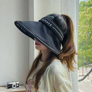 可折叠帽子女夏空顶帽太阳帽贝壳帽防紫外线遮脸彩胶UV遮阳防晒帽