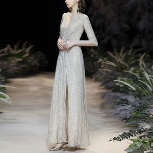 sandro veneta 轻奢高端公主名媛宴会连衣裙平时穿订婚晚礼服亮片