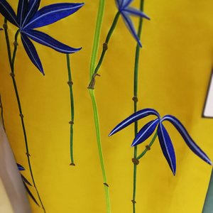 中式高精密绣花竹子竹叶刺绣窗帘沙发抱枕墙面软包背景墙面料布料